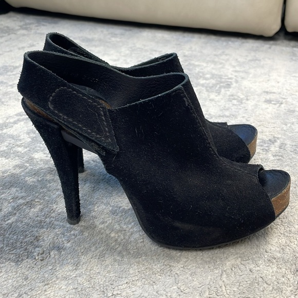 Pedro Garcia Paola Suede Peeptoe Slingback Platform Heels Black Sz 40 - Picture 5 of 16